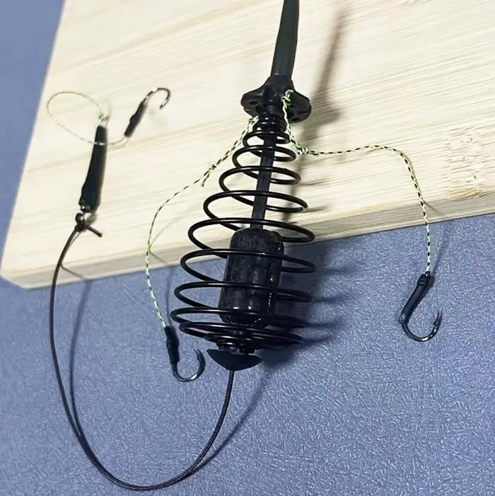 Kit de pêche à la carpe 2 pièces avec feeder et hameçons, montages pré-noués pour la pêche au vif, options 15g/20g/25g/30g/35g