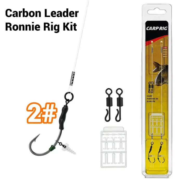 Ensemble complet de matériel de pêche à la carpe – Ligne de pêche en carbone, Ronnie Rig, vis d'appâtage, durable et réglable, idéal pour toutes les conditions de pêche