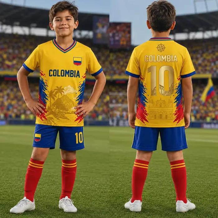 Maillot de football Colombie 2026 – Cadeau pour les fans de la Colombie – T-shirt de l'équipe nationale – T-shirt sportif d'été pour homme – Décontracté – Été – Parent-enfant