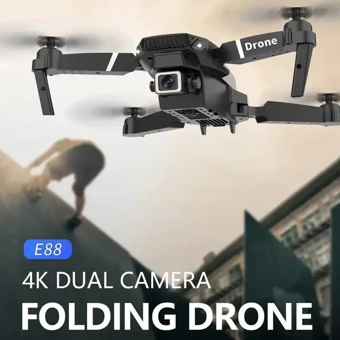Drone professionnel grand Angle 4K E88 avec caméra HD WiFi FPV maintien en hauteur pliable RC Quadrotor pour jouets d'enfants