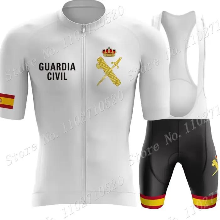 Maillot de cyclisme noir de la garde civile pour hommes, ensemble de vêtements de cyclisme, chemise, combinaison de vélo de route, cuissard à bretelles, vtt, 2024