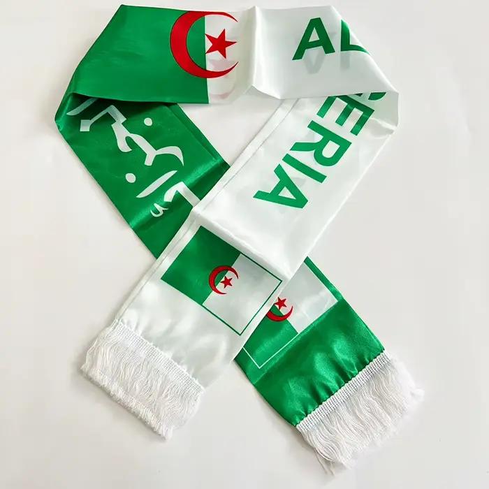 Écharpe personnalisée drapeau algérien équipe de football 14*130cm en satin – Écharpe Algérie