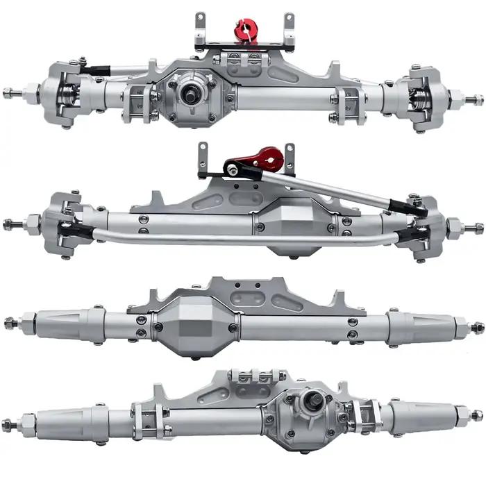Essieu avant et arrière complet en aluminium CNC avec support Servo de biellette de direction pour 1/10 RC chenille axiale Wraith 90018 RR10 Capra 1.9 UTB