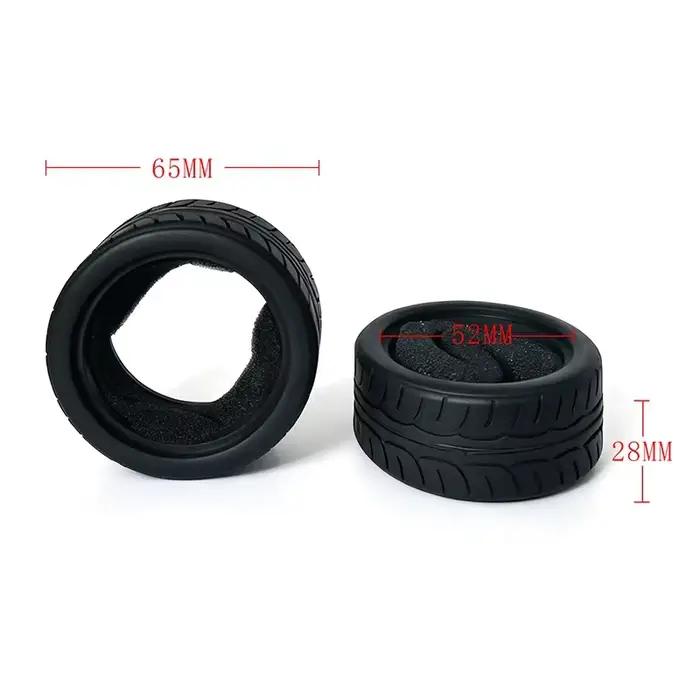Pneus de course 1/10, pneus en caoutchouc de rallye 65MM pour voiture RC sur route Tamiya TT01 TT02 XV01 XV02 PTG-2 TA06 HSP HPI Kyosho, pièces de mise à niveau