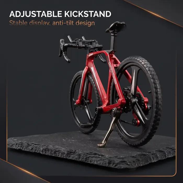 Mini modèle de vélo de route simulé, ornement réaliste de vélo de course avec roues intégrées à 3 rayons, béquille réglable pour