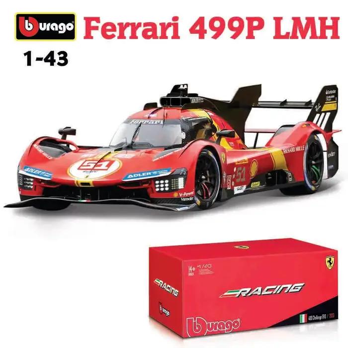 Bburago-Modèle de voiture de course de luxe moulé sous pression, Ferrari 499P LMH Testa Rossa 1959, Classic 24 HEURES DU MANS, Toy Collection Gift, 1:43