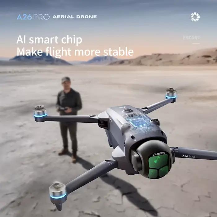 Drone Lenovo A26 Pro 4K HD 8K Triple Caméra FPV Moteur Brushless Évitement d'Obstacles Quadricoptère RC Pliable Professionnel Aérien