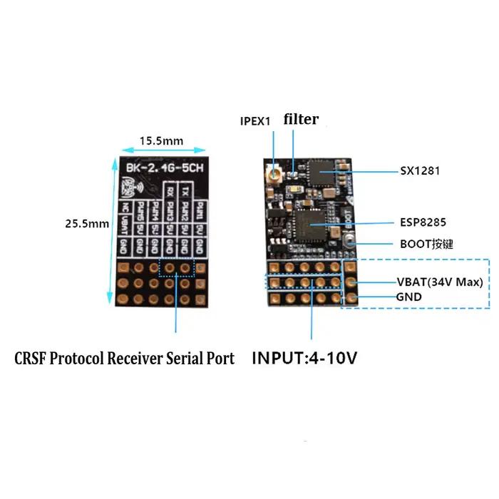 Récepteur PWM 5CH ELRS 2.4G avec antenne en cuivre