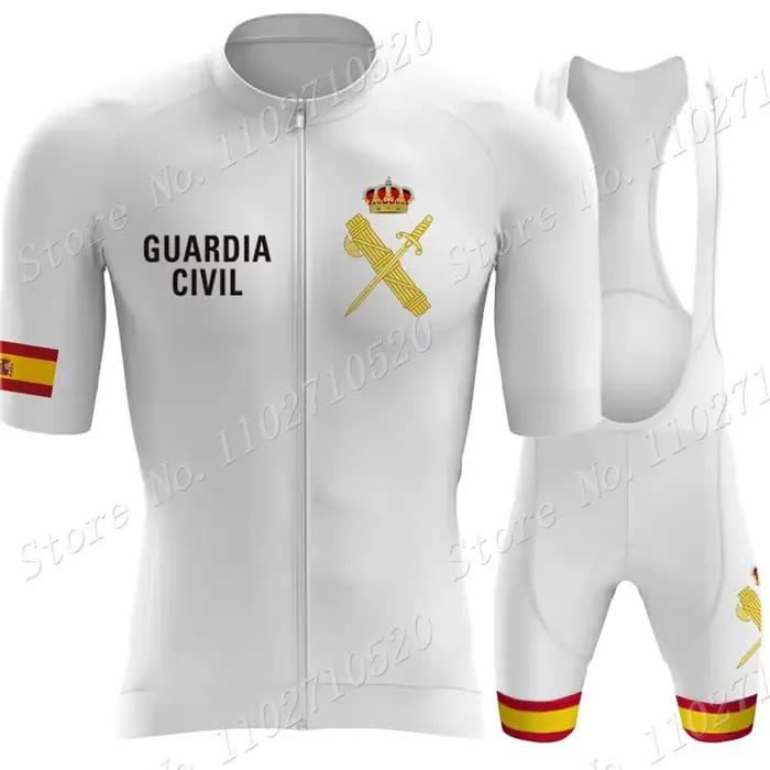 Maillot de cyclisme noir de la garde civile pour hommes, ensemble de vêtements de cyclisme, chemise, combinaison de vélo de route, cuissard à bretelles, vtt, 2024