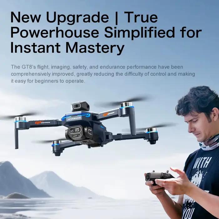 Nouveau drone GT8 2026 GPS 8K professionnel HD 360 ° Jouets quadricoptères pliables avec double caméra