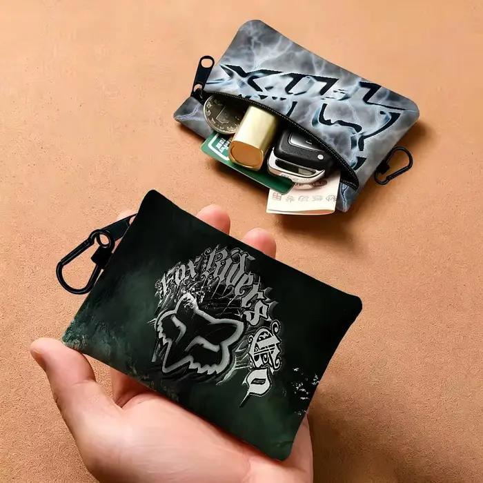 Mini portefeuille portable en tissu Oxford avec logo F-FOXs, design mousqueton, petit sac à monnaie pour cartes, clés, écouteurs