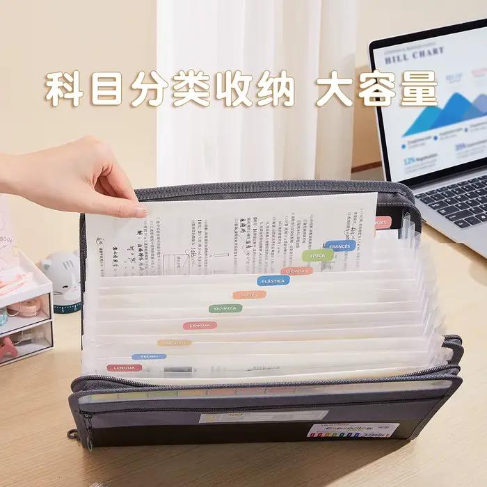 Organisateur de fichiers accordéon avec fermeture éclair sûre, dossier extensible à 13 poches avec pochette à crayons avant, fournitures scolaires et de bureau