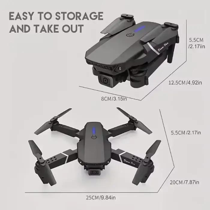Drone E88 Pro WiFi FPV. Caméra grand angle HD 4K/1080P