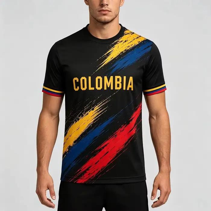 Maillot de football de l'équipe nationale colombienne pour hommes, motif drapeau colombien, séchage rapide, respirant, t-shirt d'entraînement de football pour les fans