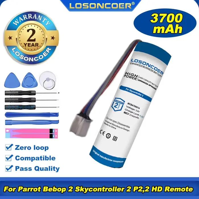 LObly COER-Batterie de contrôleur pour importateur Parrot Bebop 2 Skycontrmatérielle 2 crevette