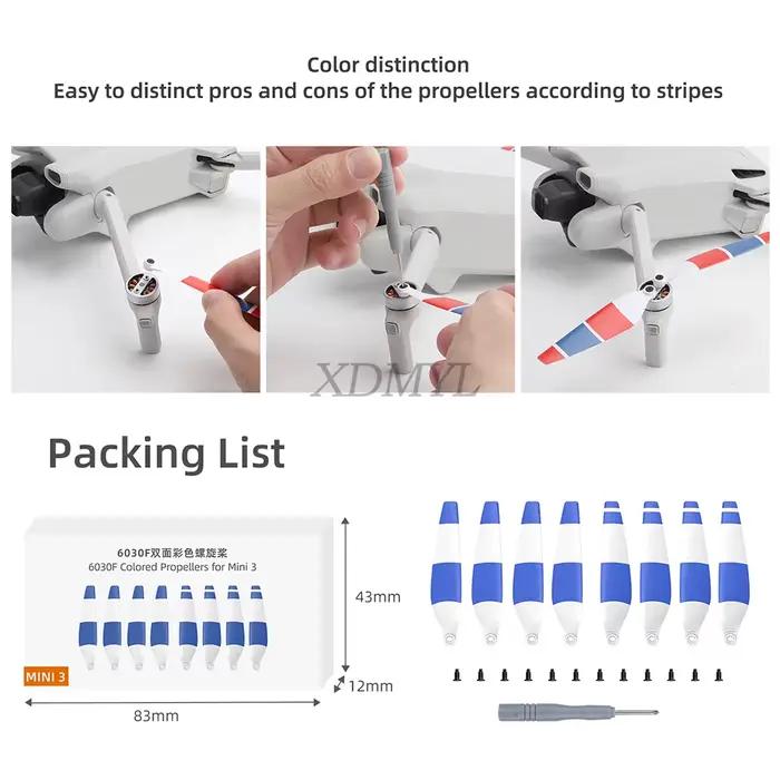 Hélices de drone pour DJI Mini 3/Mini 3 Pro/Mini 4 Pro/Lito 1/Lito X1