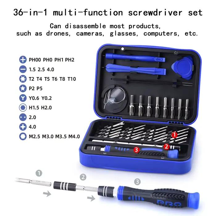 Kit de réparation de drones 36-en-1 MYOBO avec outils de précision pour drones DJI Mini Mavic Air Phantom et réparation de téléphones smartphones tablettes occasions spéciales