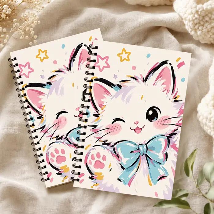 Carnet à thème chat en aquarelle, 1 pièce, pages lignées vierges, cadeau idéal pour la prise de notes, inspirant pour tous, parfait pour les étudiants