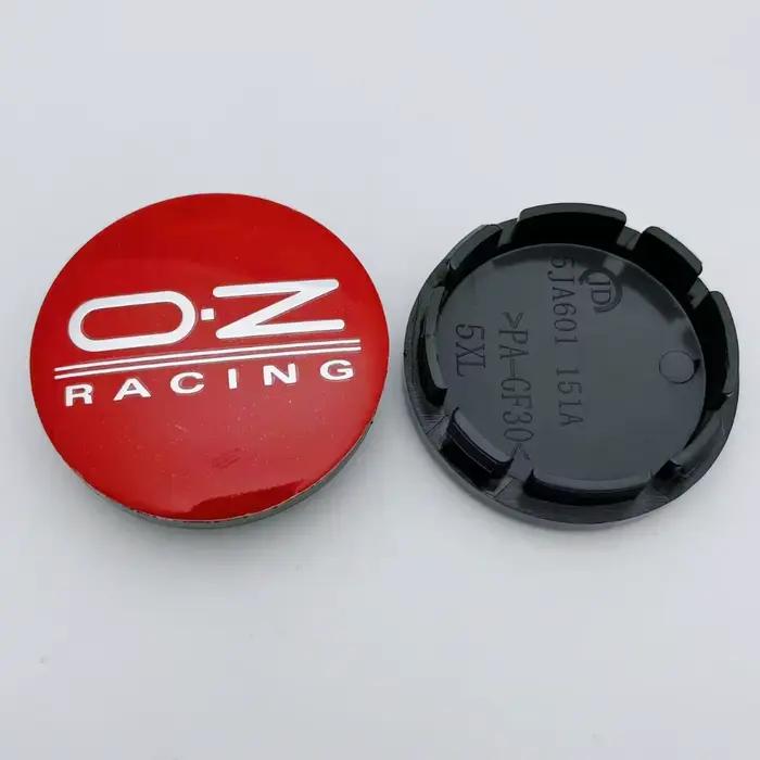 4 pièces Cache-moyeux de roue de voiture Ø 56 mm avec clips de 51 mm, emblème logo OZ O.Z Racing, accessoires de remplacement pour voiture