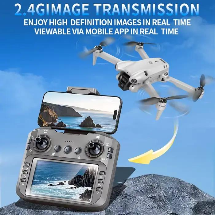 Drone S101 8K HD Professionnel Double Caméra 5G WiFi Grand Angle avec Quadrirotor d'Evitement d'Obstacles sur Écran pour Captures Aériennes et Exploration