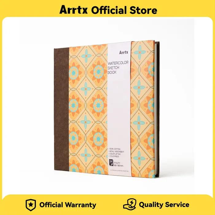 ARRTX Sketchbook Watercolor Notebook, carnet de croquis dessiné à la main, 100% coton, épaisseur moyenne, 24 pages, blanc intense, format carré / A5