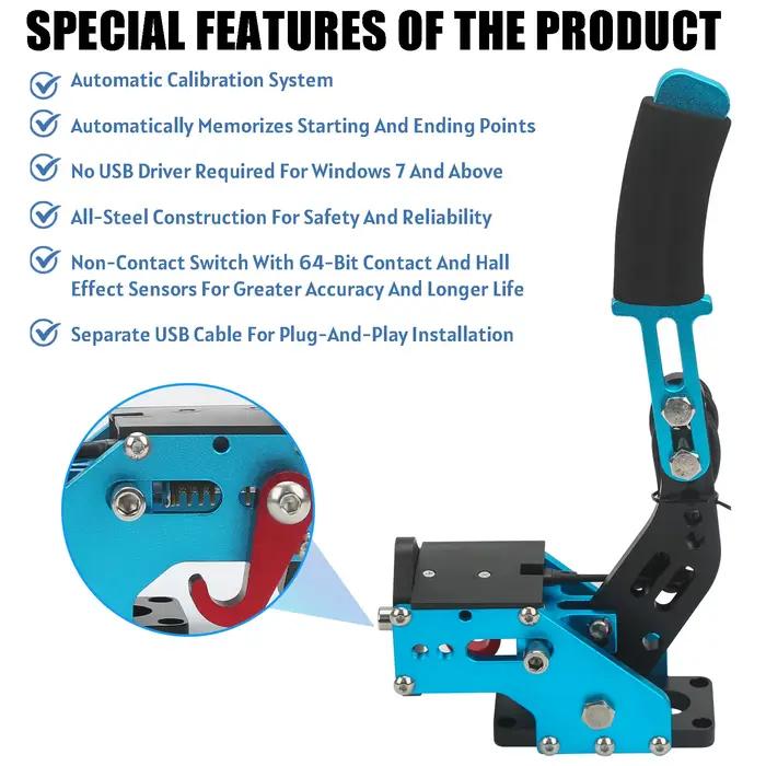 Kit de frein à main USB avec pince pour jeux de course PC, drift, compatible Logitech G923/G29/G27/G25, système de freinage SIM Racing à capteur Hall