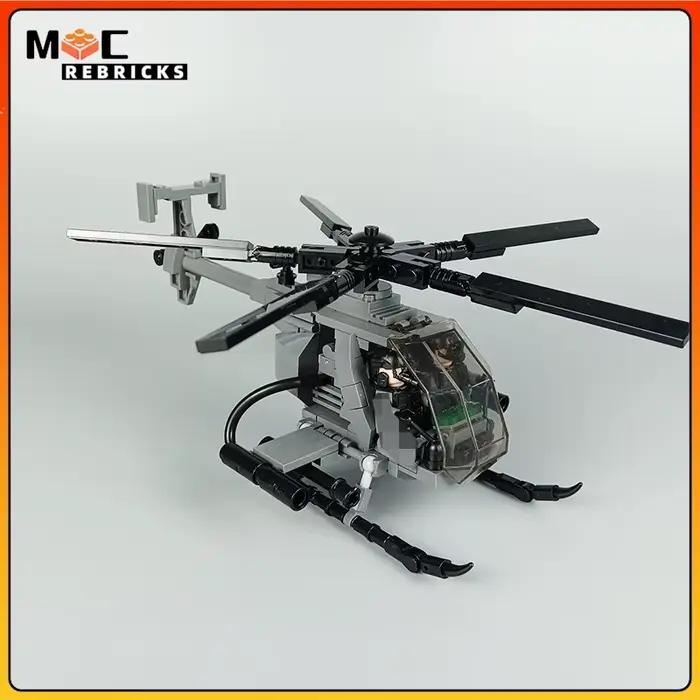 WW II Série Militaire Nouvelle MH-6 Petits Oiseaux Hélicoptères Avec Soldes MOC décennie s De Construction Avion Présentoir Briques Jouets Cadeaux