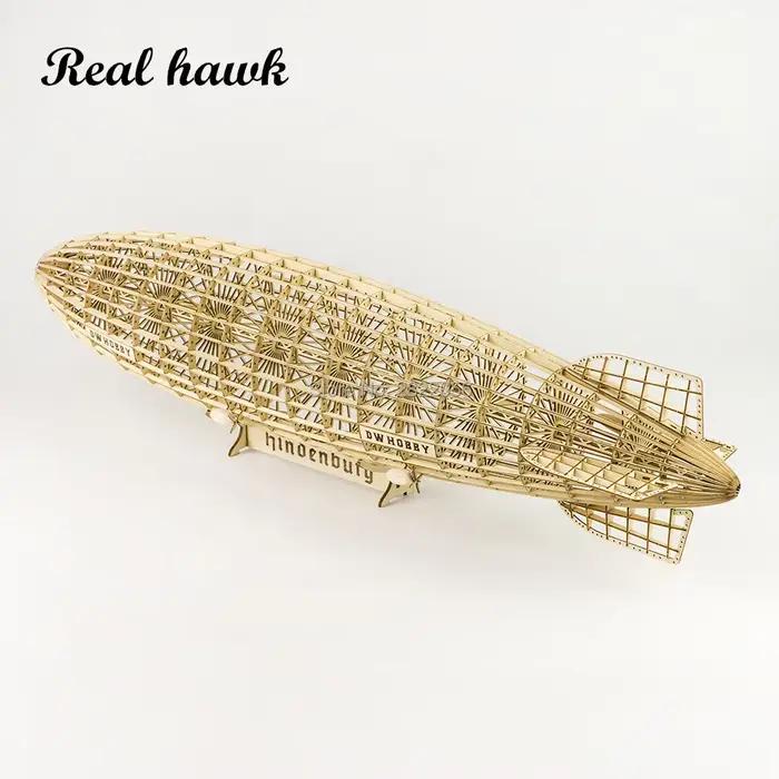 Real Hawk Leges DIY Modèle de construction 1:408 LZ-129 Hindenburg Zeppelin Dirigeable Longueur 600mm Jouet en bois Jouets de construction Cadeau RC
