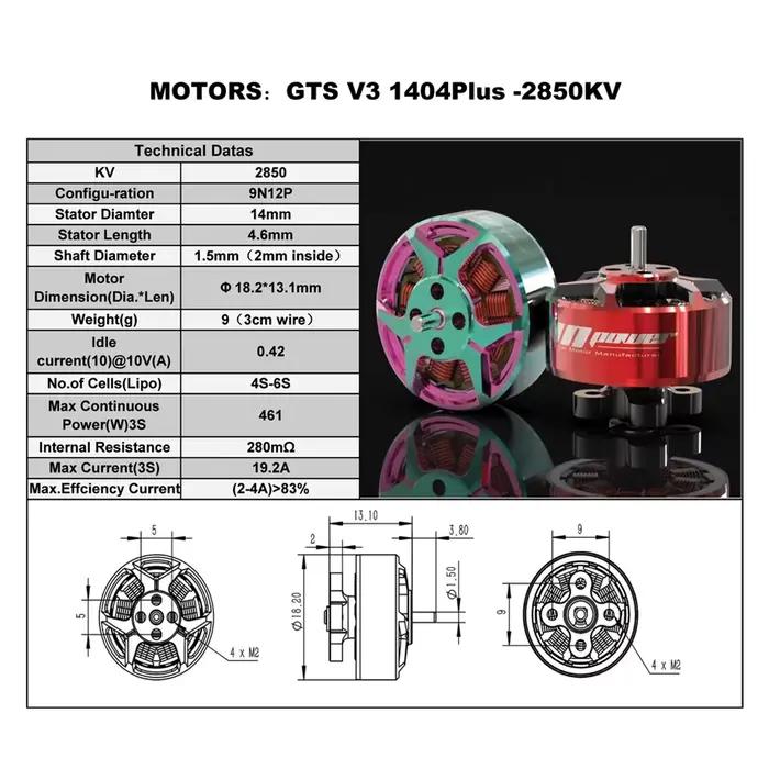 RCinpower GTS V3 1404 plus moteur sans balais course de 3 pouces 2850KV/3850KV/4680KV FPV machine de croisement