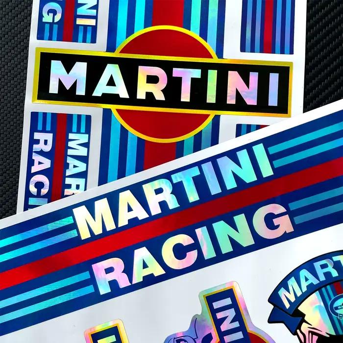 Autocollants moto laser arc-en-ciel Martini Racing pour scooter, voiture, carrosserie, réservoir de carburant, coffre arrière, décoration en vinyle, accessoires