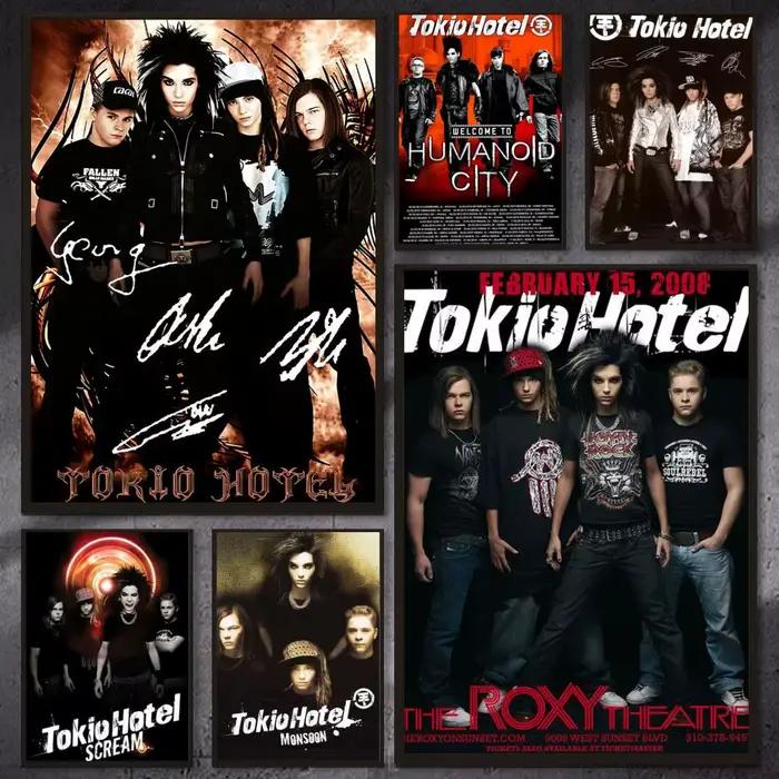 Affiche du groupe de rock Tokio Hotel, décoration murale polyvalente HD imperméable, auto-adhésive, pour tout espace, cadeau idéal