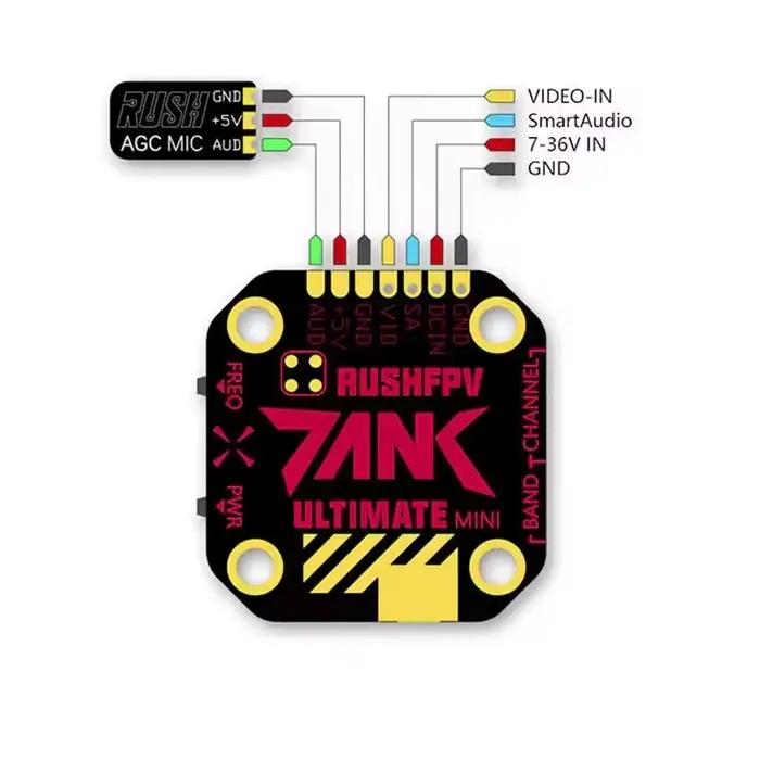 RUSH TANK Ultimate MINI 5.8GHz 48CH bande de course 0/25/200/500/800mW commutable 20x20 transmetteur FPV empilable VTX pour Drone RC