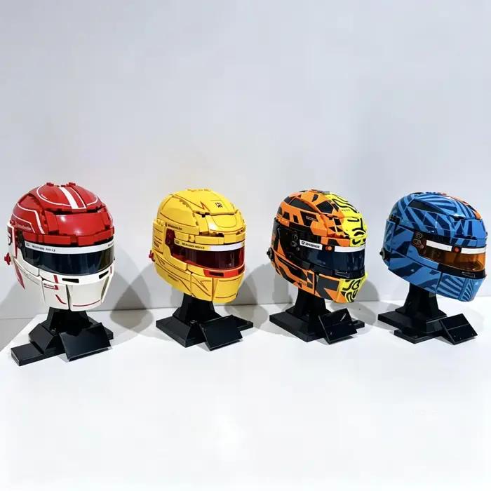 Modèle de casque de pilote de course automobile en blocs de construction, Lewis Hamilton, Charles Leclerc, Oscar Piastri, Lando Norris, jouets et cadeaux