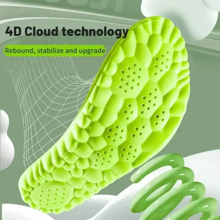 Semelles intérieures 4D Sport ultra-douces pour chaussures, coussinets d'absorption des chocs pour les pieds, soutien de la voûte plantaire, inserts orthopédiques pour baskets