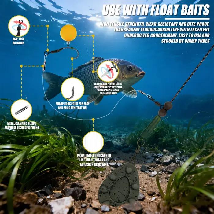 Ensemble complet de matériel de pêche à la carpe – Ligne de pêche en carbone, Ronnie Rig, vis d'appâtage, durable et réglable, idéal pour toutes les conditions de pêche