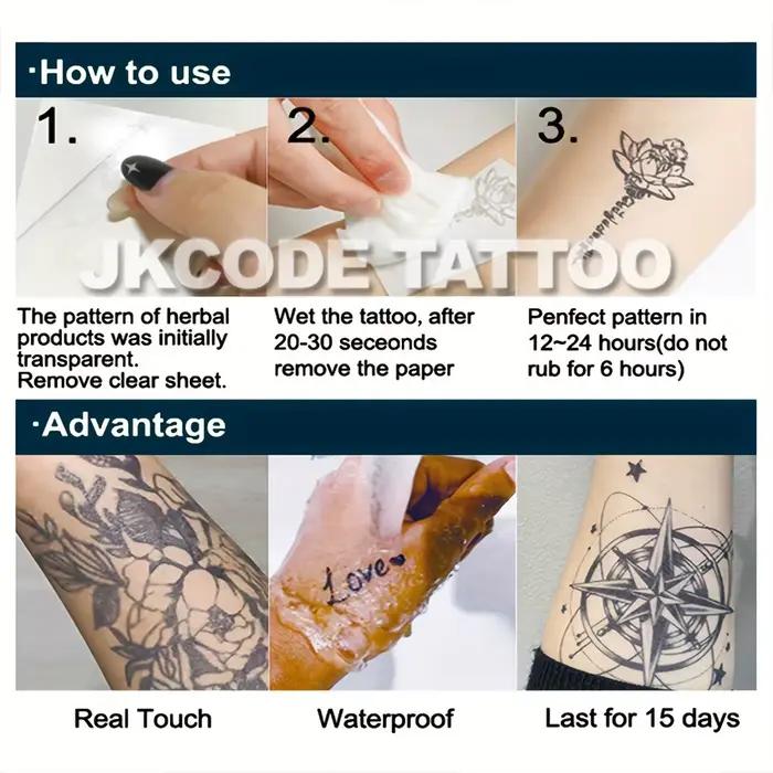 Tatouages temporaires à thème champignons de la forêt – Tatouages minimalistes aux herbes – Autocollants de tatouage style Ins – Motifs champignons, feuilles, branches et fleurs – Tatouages mignons, a