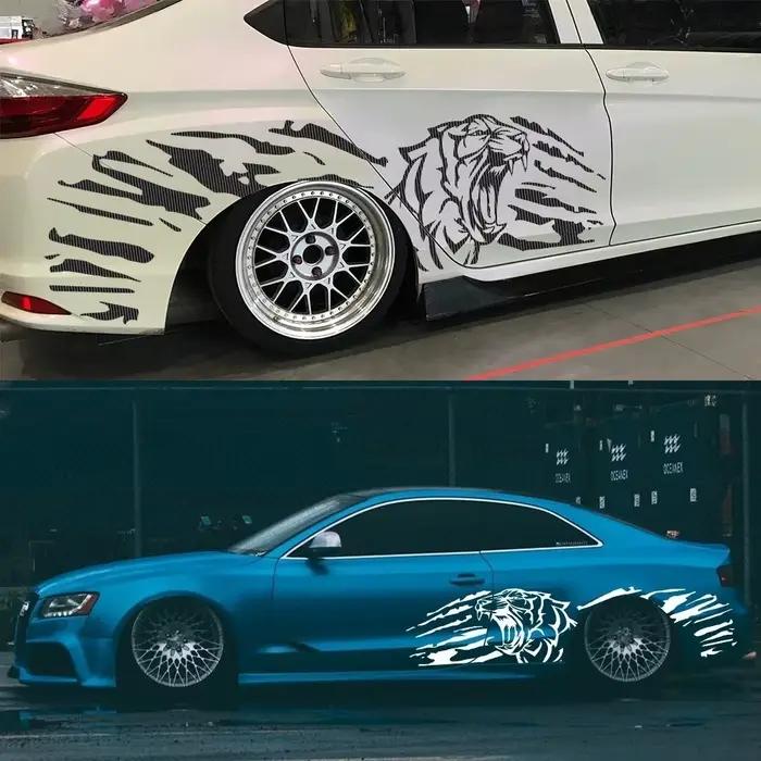 Autocollant graphique de voiture avec motif de tigre rugissant, accessoires de décoration automobile pour BMW Seat Subaru Volkswagen Audi Tesla Skoda Volvo
