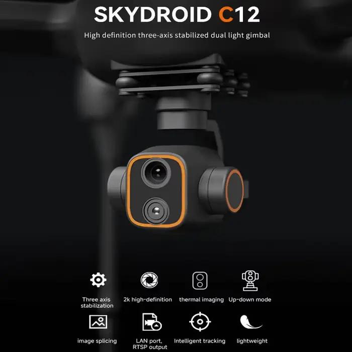 Skydroid C12 AI Tracking Gimbal : double capteur thermique et optique 2K avec stabilisation à 3 axes pour drones intelligents