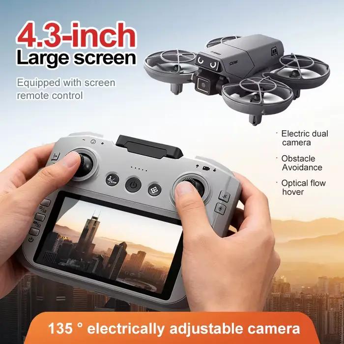 Drone D36 4K HD Photographie Aérienne Double Caméra Écran RC Quadricoptère avec Éclairage Dynamique Flux Optique UAV Jouets Cadeaux
