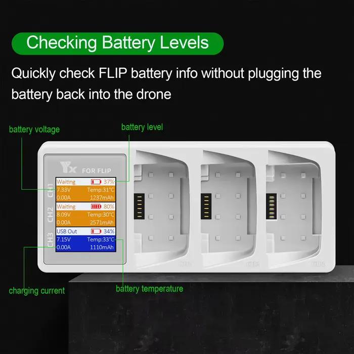Chargeur de batterie 3 en 1 pour Drone DJI Flip