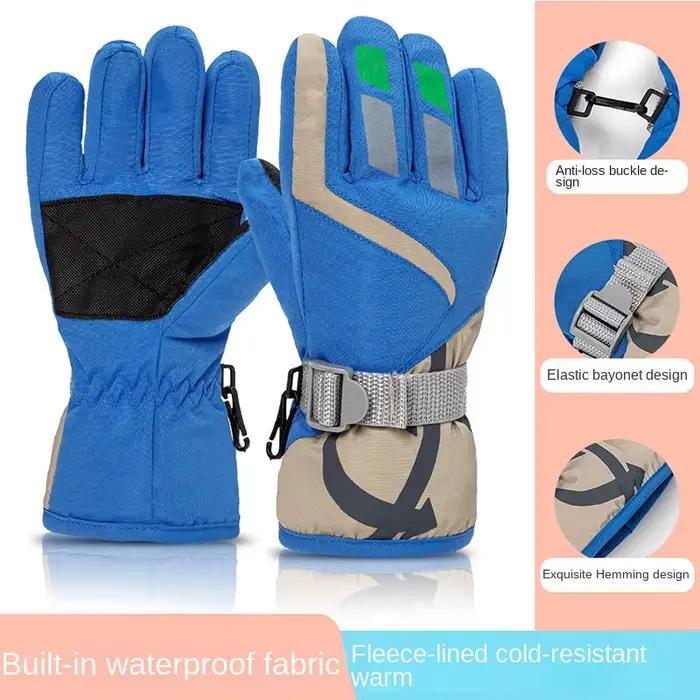 Gants de ski chauds et imperméables pour enfant, mitaines d'extérieur pour fille et garçon de 4 à 15 ans, collection hiver