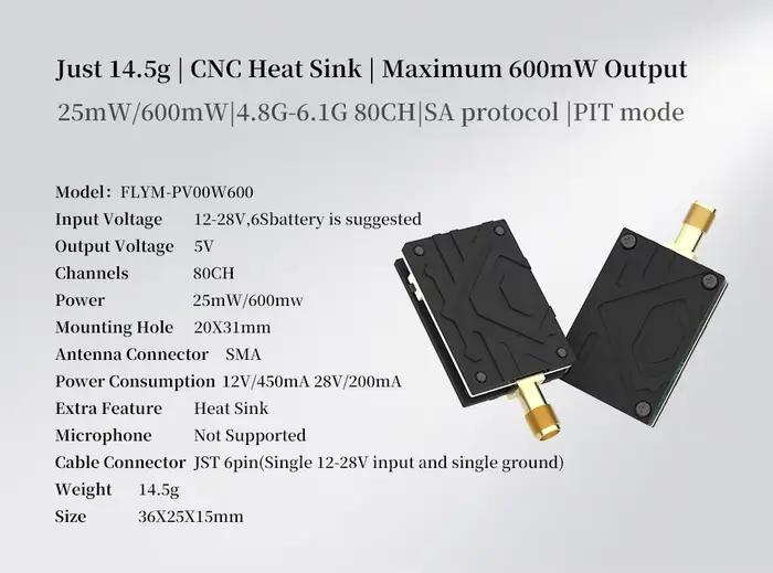 Émetteur vidéo FlyMind VTX FPV 5.8GHz 600MW