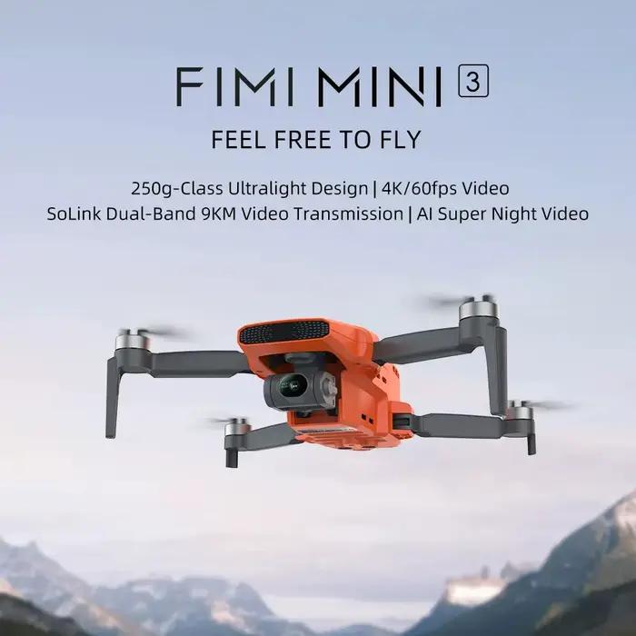 Nouveauté Fimi Mini 3 249g avec caméra à cardan 3 axes 4K 60fps
