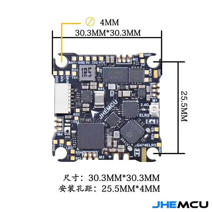 Contrôleur de vol JHEMCU G474ELRS AIO avec récepteur 2.4G intégré