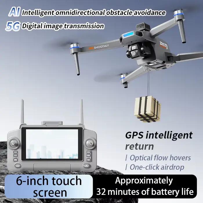Dernier modèle 2026 Drone de pêche à écran tactile GPS Retour intelligent Caméra 4K 5G Largage aérien Longue autonomie de vol Batterie 3800 mAh 3 km