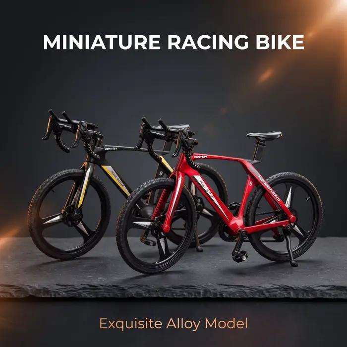 Mini modèle de vélo de route simulé, ornement réaliste de vélo de course avec roues intégrées à 3 rayons, béquille réglable pour