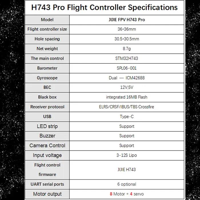 JIJIE H7 H743 Pro FC Flight Contorller stack 12s 70A 4in1 ESC Support BetaFlight Ardupilot pour drone DJI FPV freestyle