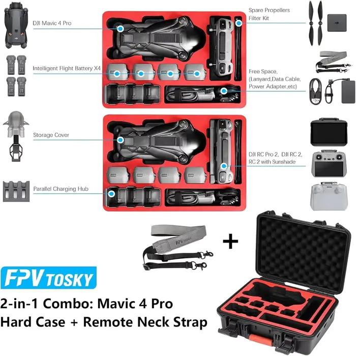 Étui rigide avec cordon de suspension pour DJI Mavic 4 Pro Creator/Fly More Combo