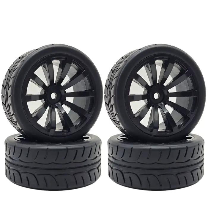 Pneus et roues de rallye RC 1/10, pneus hexagonaux de 12 mm pour voitures de tourisme et de drift sur route 1:10 1/12 Tamiya TT01 TT02 Traxxas