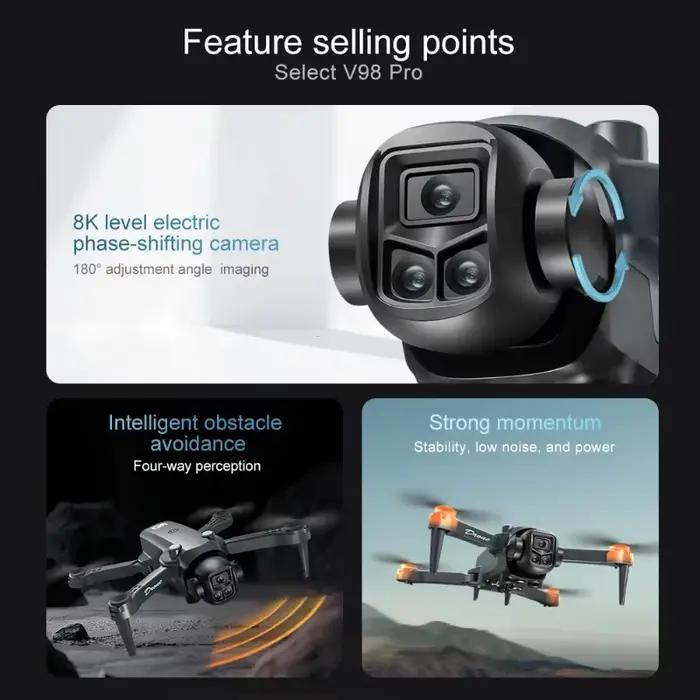 Drone Lenovo V98 8K Aérien HD Professionnel à Double Caméra